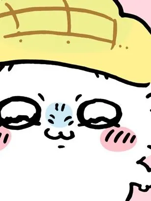 멜론빵 모자를 쓴 모몽가가 눈을 가늘게 뜨고 흐뭇하게 우쭐해하는 얼굴 클로즈업 만화 컷