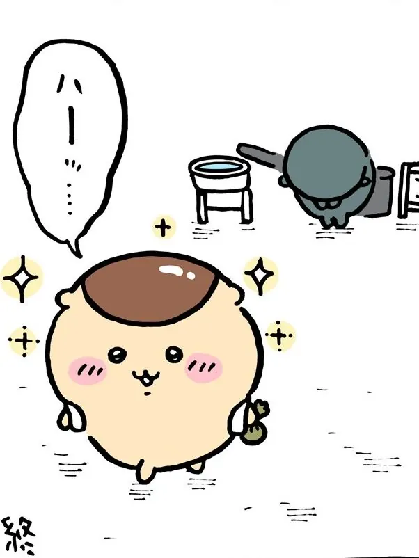 목욕 후 반짝반짝 개운한 얼굴로 서서 한숨 돌리는 쿠리만쥬 만화 컷